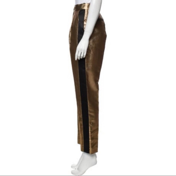 NWT Dice Kayek Gold Tapered Black Side Stripe Trousers - Size 6 - Picture 4 of 12